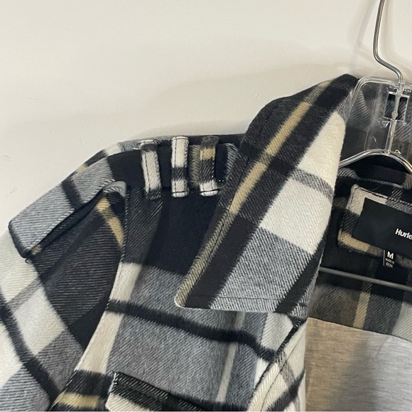 Hurley Plaid Peacoat full zip size Medium black and white lined jacket - Picture 5 of 7